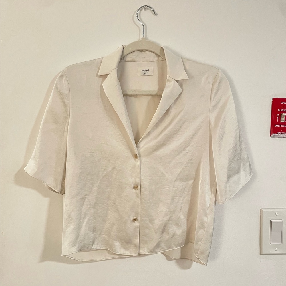 Aritzia Silk Short Sleeve Button Down